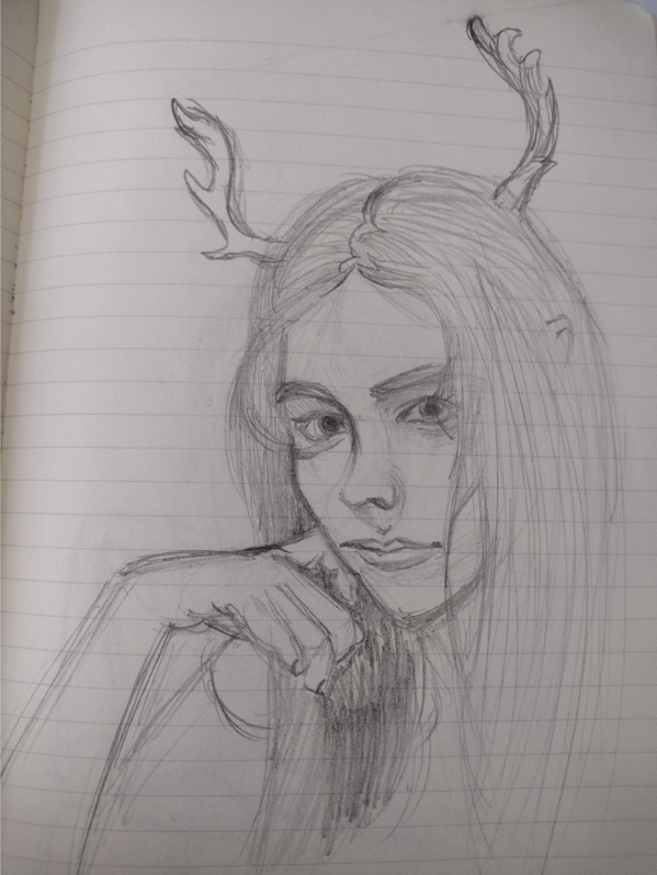 Girl with Antlers by Lobo